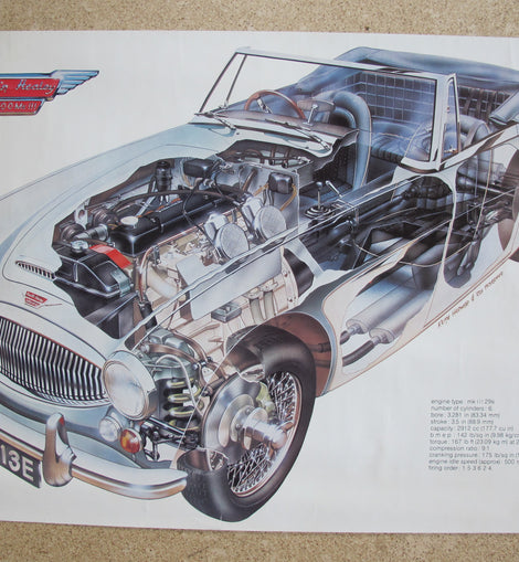 Poster Auto Austin Healey Schnitt