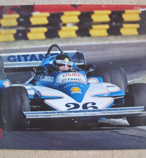 Poster Auto Ligier F1 J. Laffite Gitanes #26 Kurve