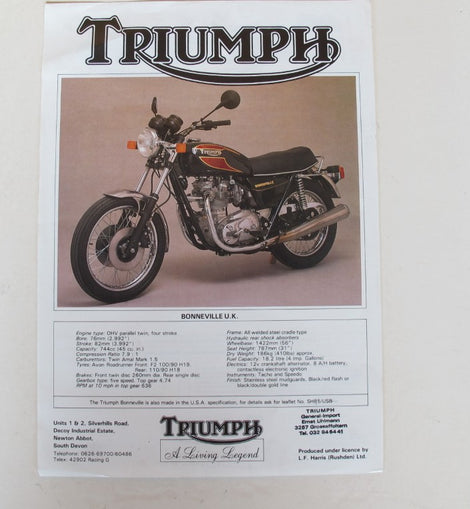 Prospekt Triumph Bonneville 750 1985