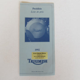 Prospekt Triumph Preisliste 1992