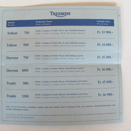 Prospekt Triumph Preisliste 1992