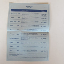 Prospekt Triumph Preisliste 1995