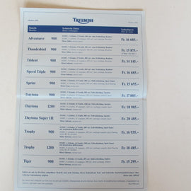 Prospekt Triumph Preisliste 1996