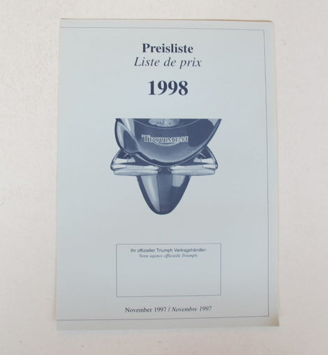 Prospekt Triumph Preisliste 1998