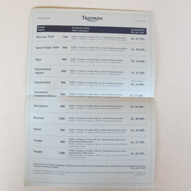 Prospekt Triumph Preisliste 1998